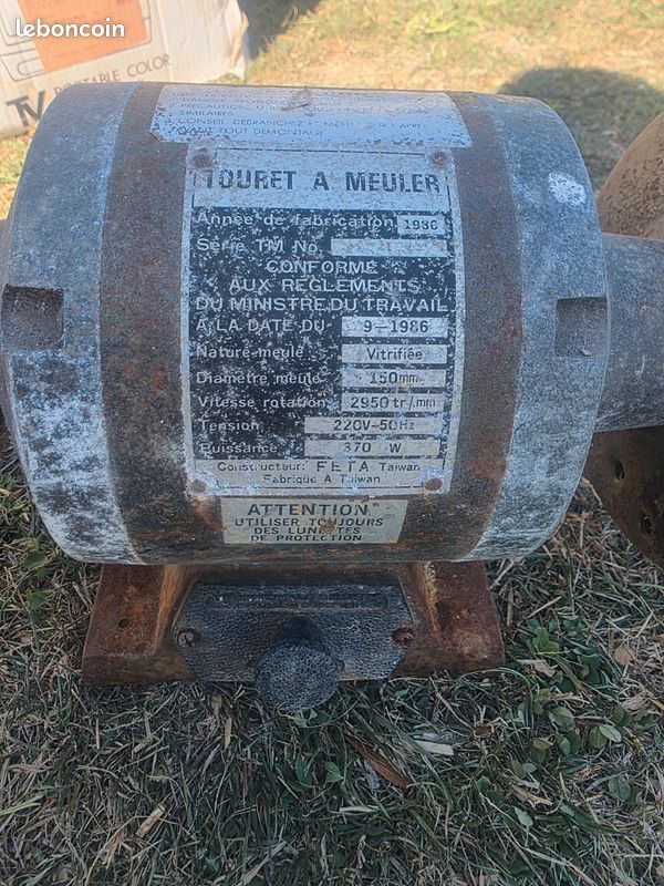 Touret à meuler 370W – fonte – 150mm – fonctionne (image 2)