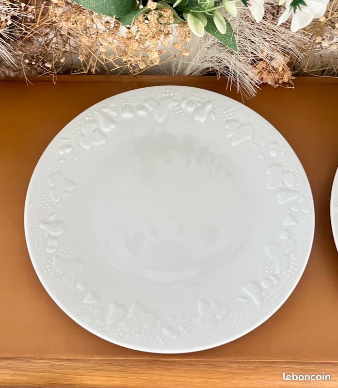 🌺🌸 White Collection - Lot n° 2602 - 6 Assiettes plates "California" - Deshoulières - Limoges 🇫🇷 (image 13)