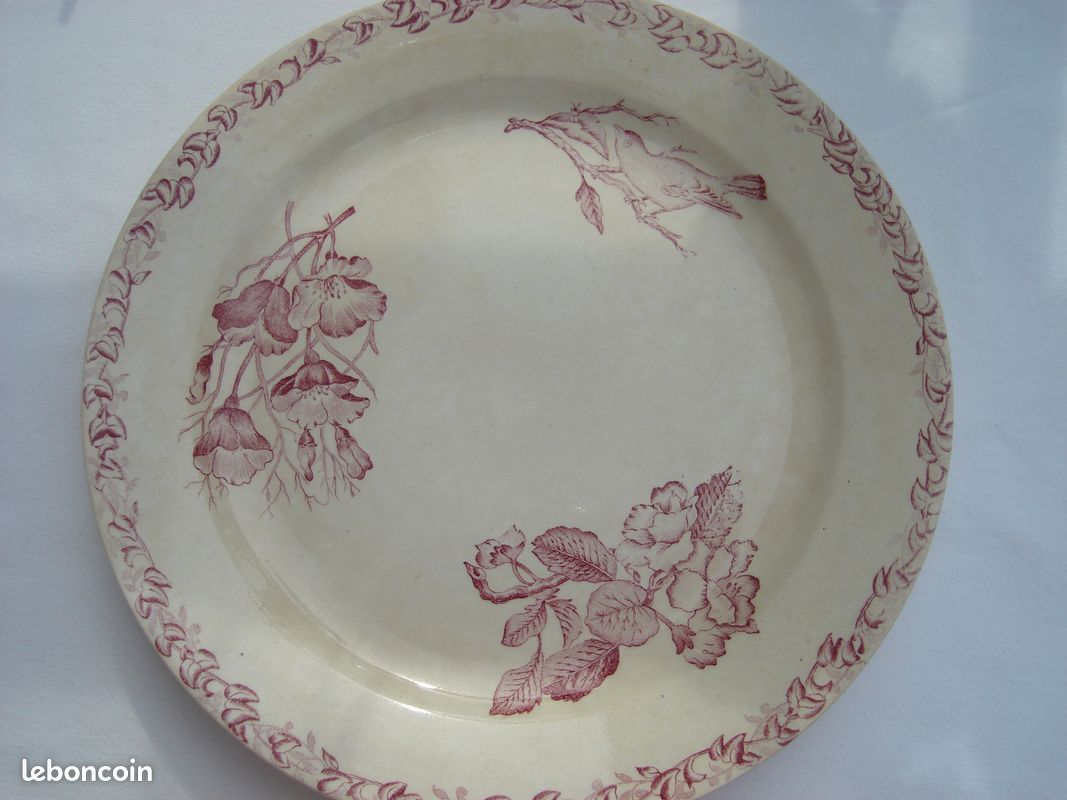 Ancien plat de service Terre de fer Onnaing- modèle Fleurs jetées (image 9)
