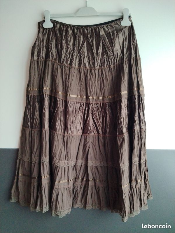 Jupe Femme Noire à Volants Taille 42/44 - Style Vintage évasé