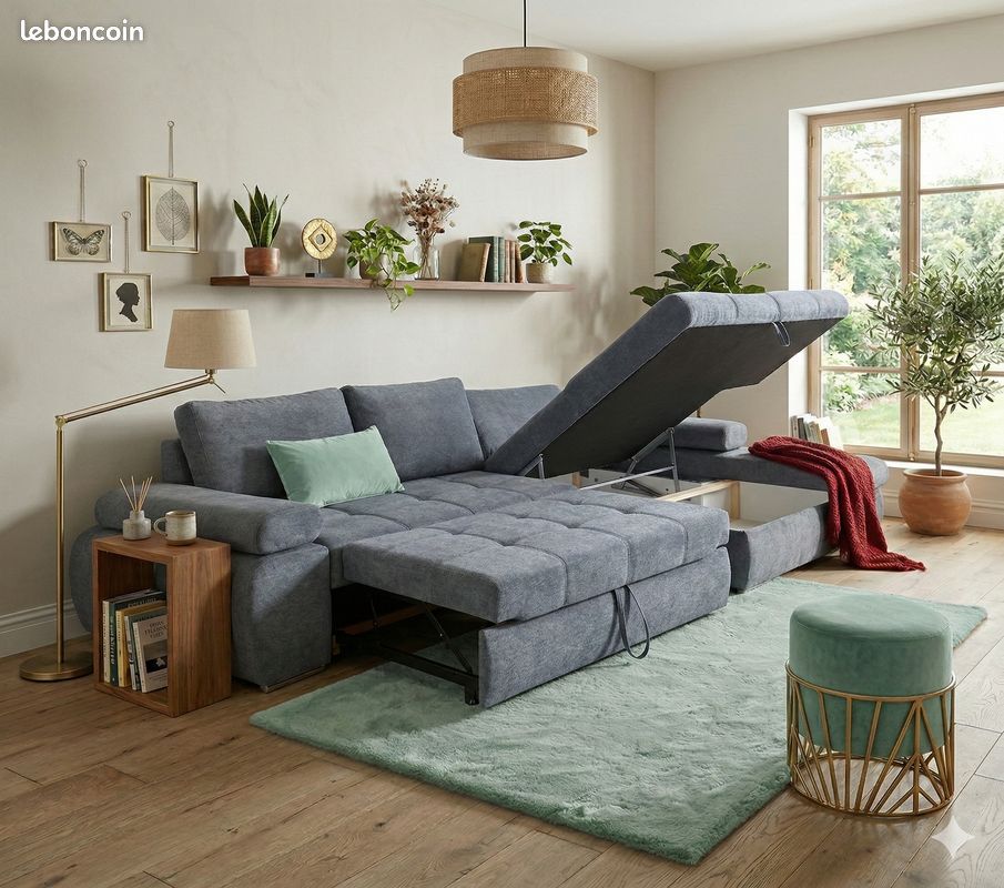 Vends canapé angle convertible gris anthracite super bon état sur Gens de Confiance