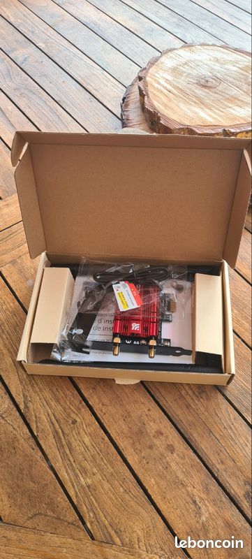 SYONCON Carte WiFi PCIe AXE5400 Intel AX210 WiFi 6E Bluetooth 5.3 Tri-Bande 5374Mbps - Rouge