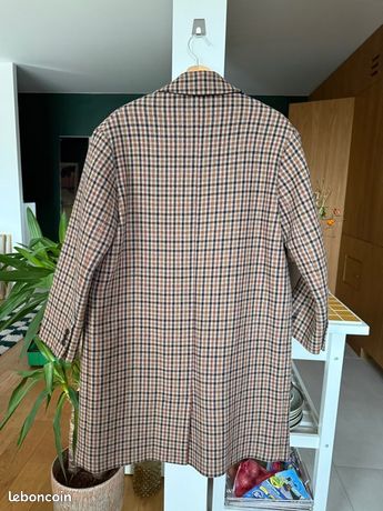 Manteau Femme The Kooples En Laine à Carreaux Bleu/gris - Taille 40 - Neuf Avec étiquettes (Valeur 515€)