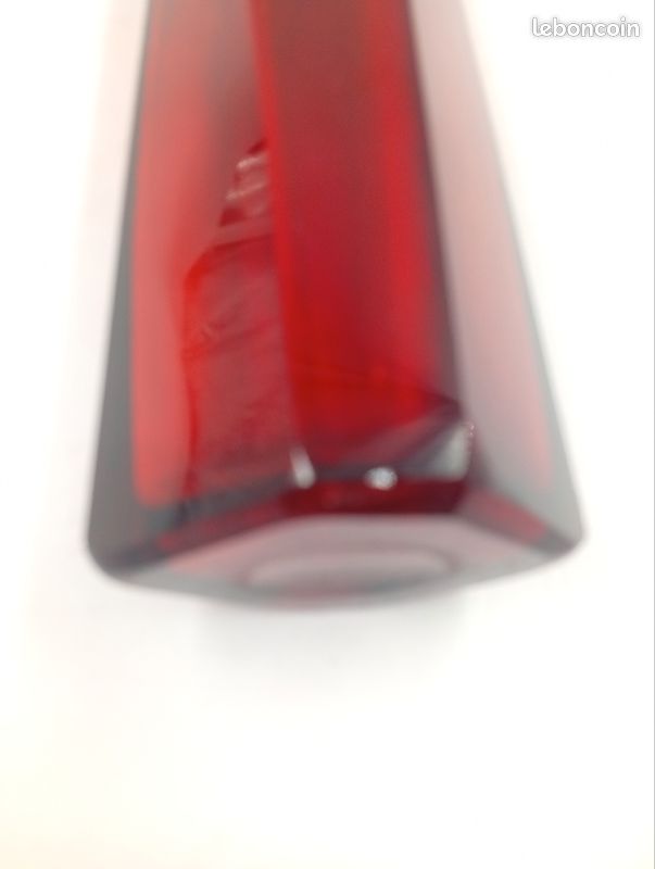 Vase Géode Prisme Facetté Vintage Rouge Rubis Années 60 70 Midcentury Moderniste Space Age (image 13)