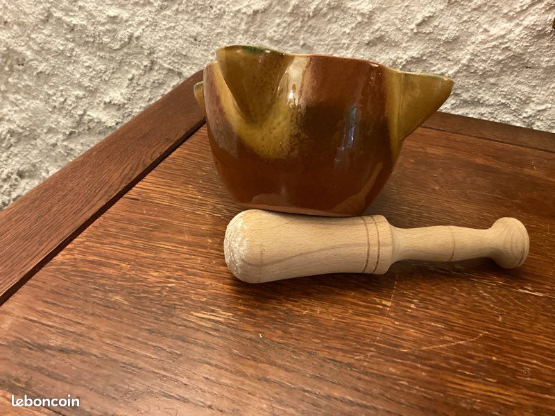 Mortier / Bol Ancien En Bois De Teck - Artisanal - Marron - Occasion