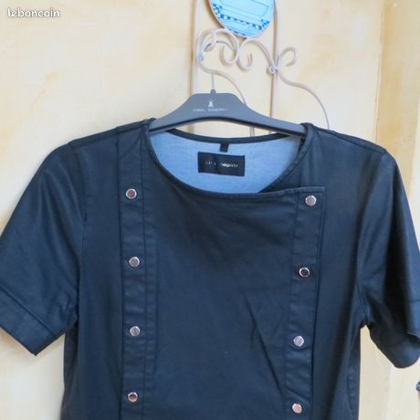 Robe Cop Copine Bleu Marron Col Benitier - Taille 36, Courte, Très Bon état