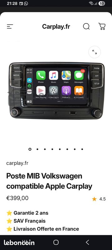 Poste CarPlay pour Volkswagen (image 1)