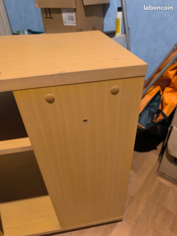 Meuble TV hêtre beige avec support DVD tournant (image 6)