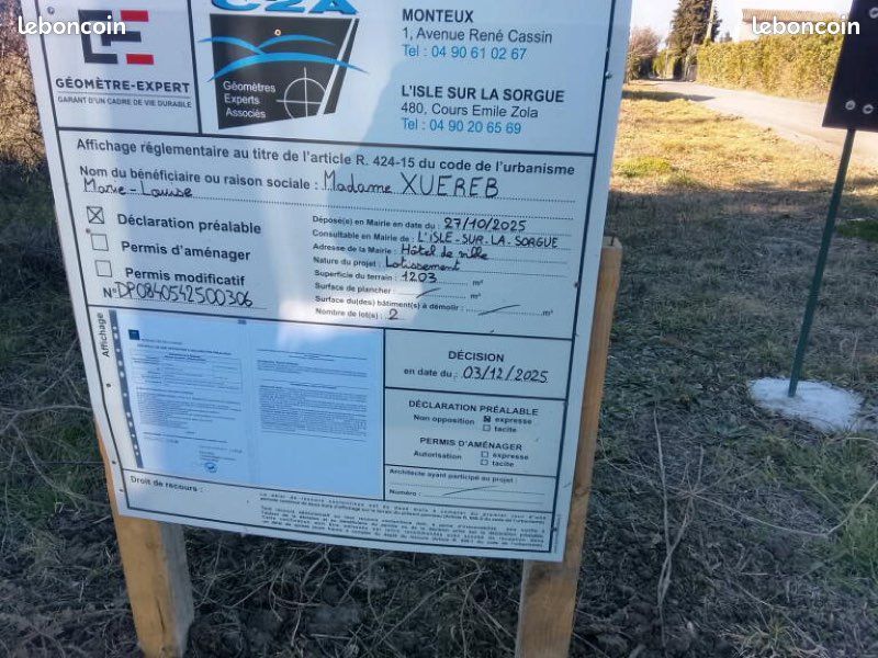 Terrain constructible Isle Sur La Sorgue · à L'Isle-sur-la-Sorgue · 320 000 €