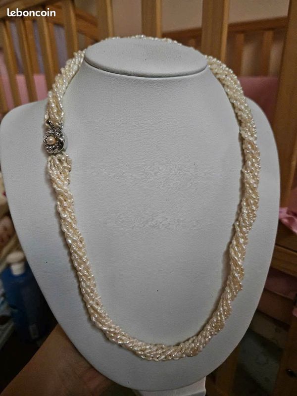 Collier Multi-rangs En Bois Et Perles Baroques - Environ 60 Cm - Neuf Jamais Porté