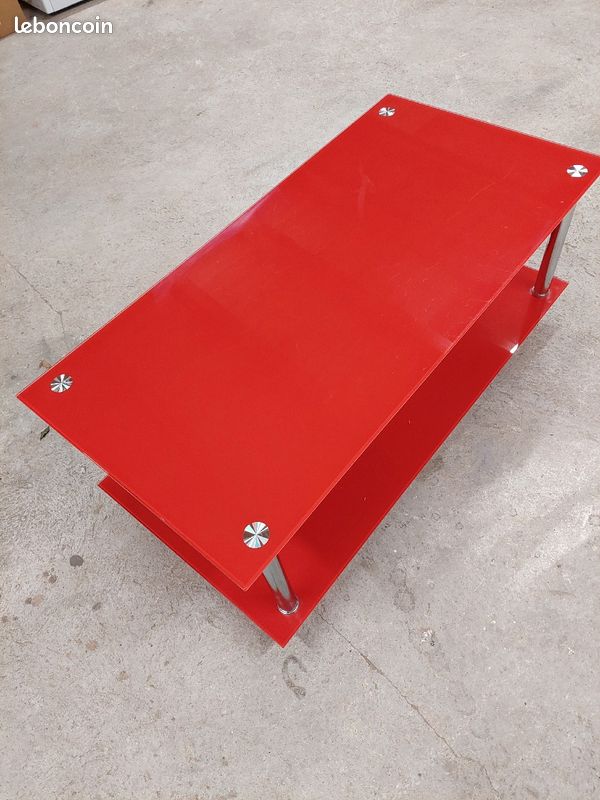 Table basse et étagère en verre rouge (image 8)