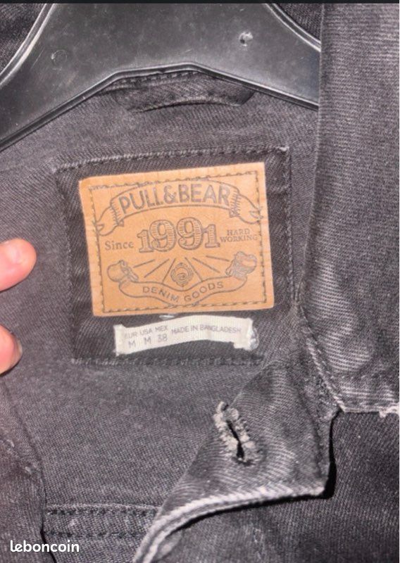 Veste jean Pull&Bear – M – noir délavé – look streetwear (image 2)