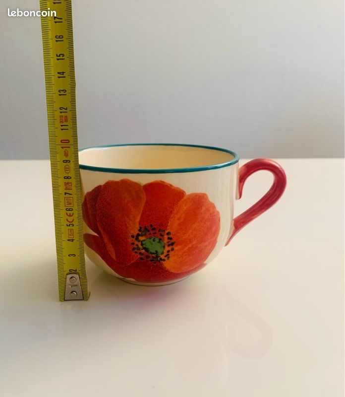 Tasse à thé polychrome Luneville bleuet - Le Grenier d'Adèle