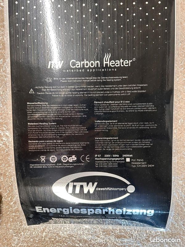 Lit à eau ITW complet 200x200 – Double chauffage Carbon Heater (image 9)