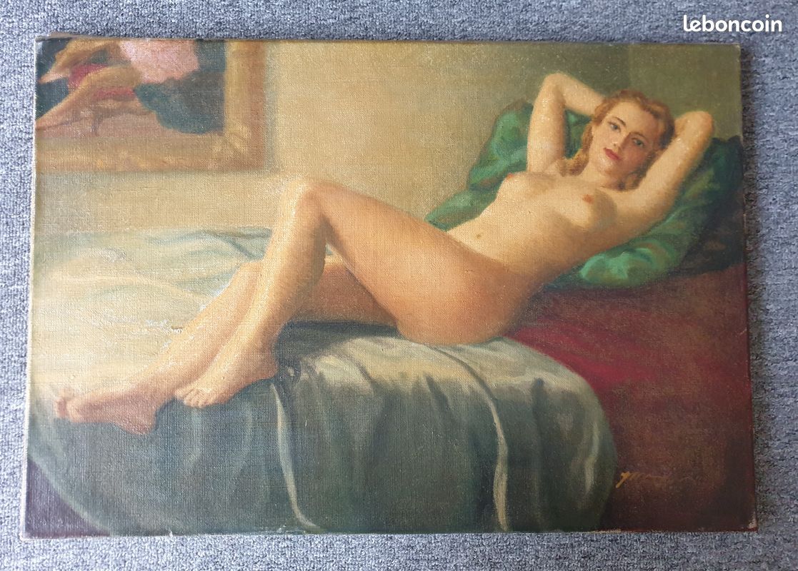 Tableau femme nue, huile sur toile signé - Décoration