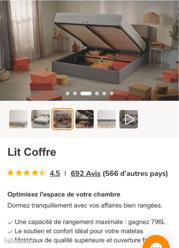 Lit coffre+ matelas Emma (image 1)