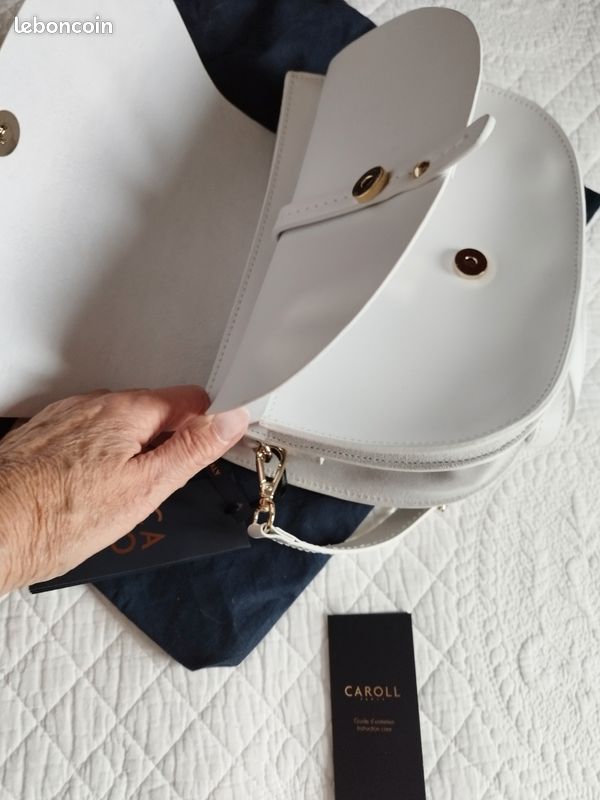 Sac besace cuir blanc Caroll Accessoires Bagagerie - Main Image