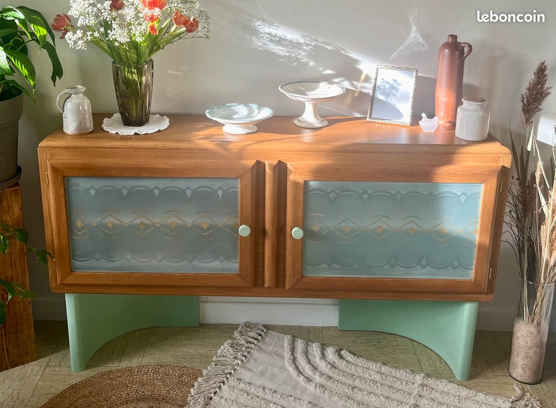 🌺🌸 Mobiliers Uniques - Enfilade, buffet bas "MADO" vintage - Art déco (image 1)