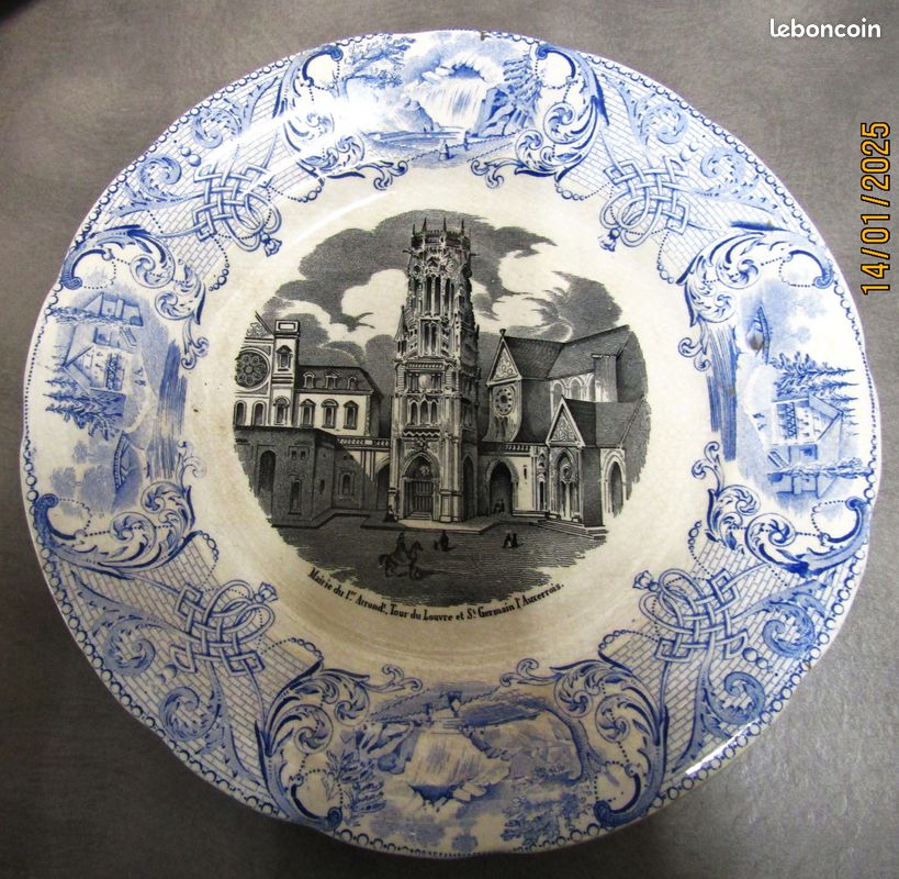 4 rares assiettes parlantes médaille d'or HB Choisy le roi monuments de paris XIX ieme siècle (image 5)