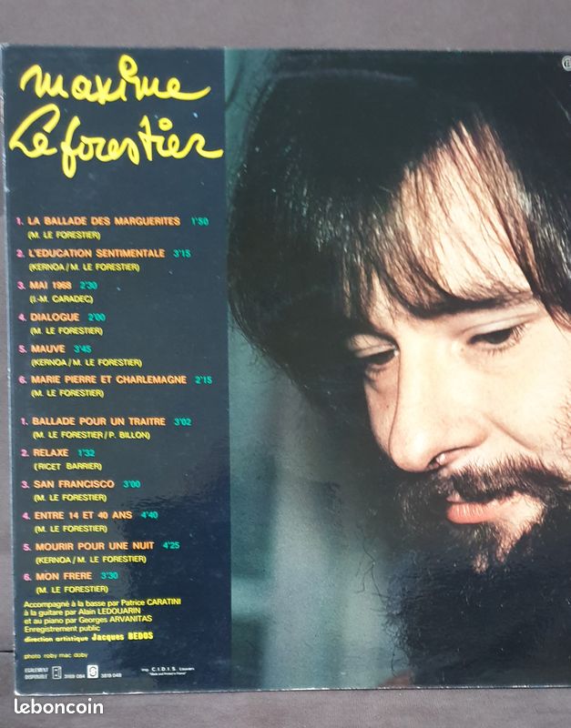 Disque vinyle 33T Maxime LE FORESTIER 1974 (image 3)