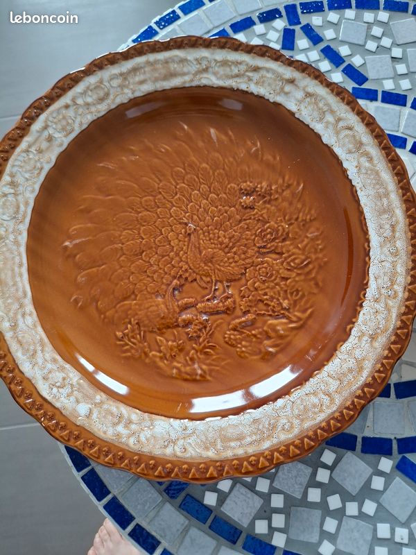 Lot de 2 plats de 35 cm décor paons (image 1)
