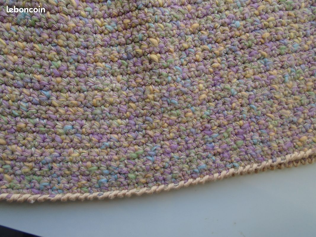 Robe été 2 ans, coton chiné lavande/rose/ saumon et saumon uni, manches ballon,NINITRICOTINE (image 4)