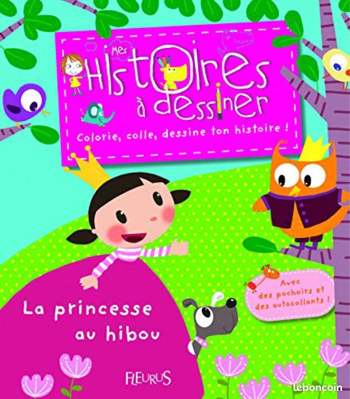 NEUF Livre Histoires à dessiner - la princesse au hibou (image 1)