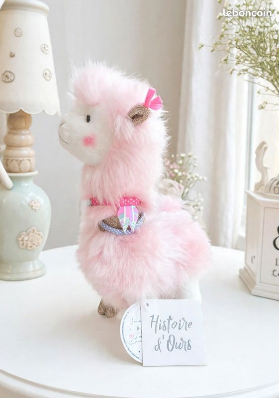 Peluche Lama / Alpaga Rose 22 cm Histoire d'Ours - NEUVE avec étiquette (image 1)