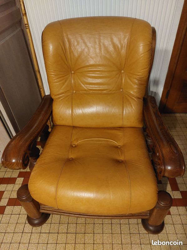 Salon cuir canapé et 2 fauteuils (image 2)