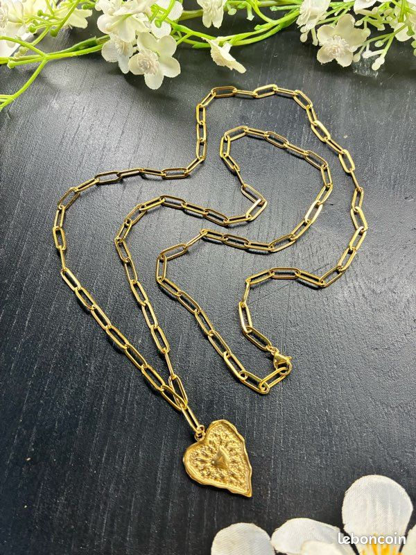 Collier Médaillon Cœur Thermique Yumilok – Pendentif Change De Couleur Avec Température – Acier Inox & Alliage