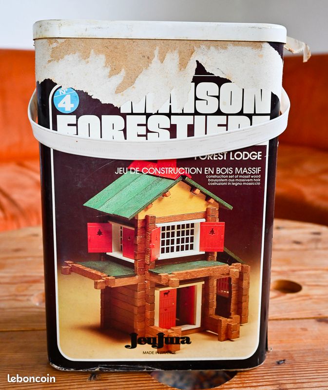 Jeu De Construction En Bois Vintage "Les Bois Jura Castor" - Réf. 681, Pour Enfants 5-7 Ans, Occasion, Fabriqué En France