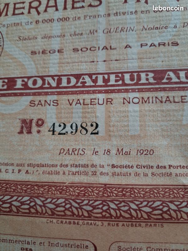 Action Sociéte Commerciale &Industrielle Palmeraies Africaines avec coupons collectio (image 3)