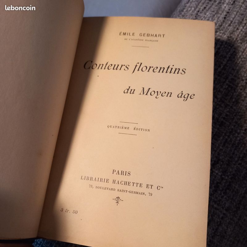 Livre ancien- LES CONTEURS FLORENTINS DU MOYEN ÂGE- 1909 - GEBHART (image 4)