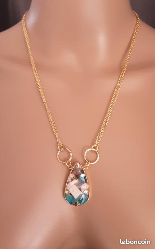 Collier en pierre naturelle turquoise huitre (image 7)