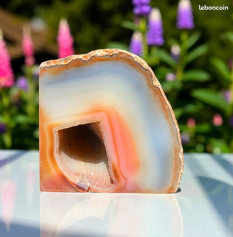 790g, pierre Agate brute polie - Géode de pierre naturelle (image 1)