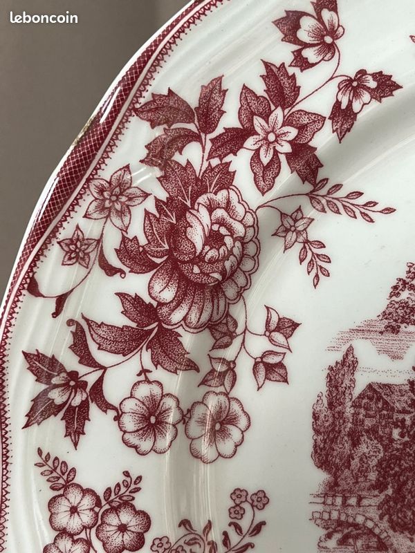 Service De 8 Assiettes Anciennes Franco Giorgi Quadrifoglio - Motif Vigne - Porcelaine