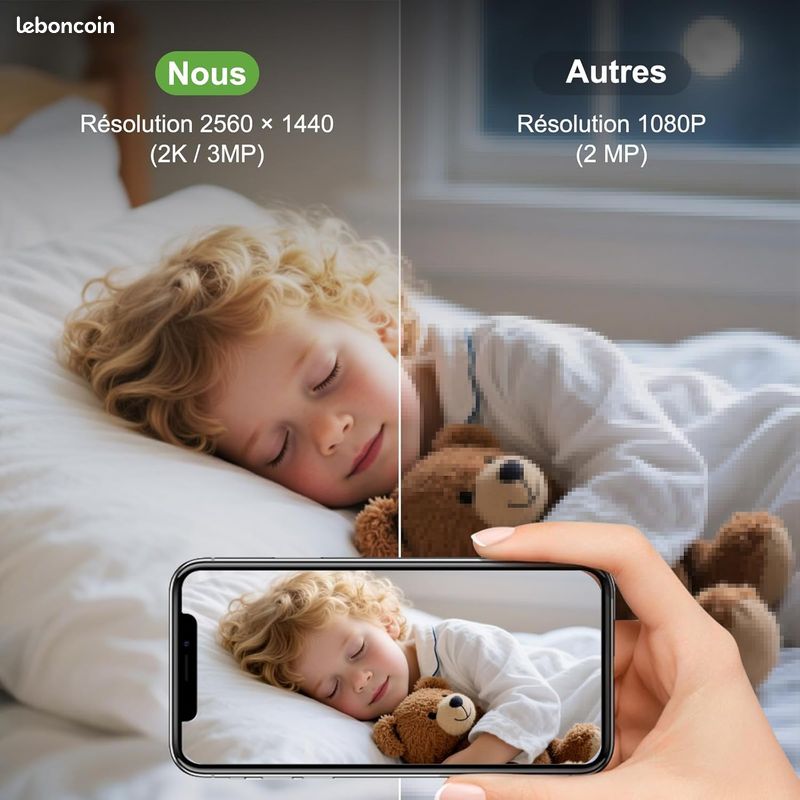 PARINNOV Caméra Surveillance WiFi 360° 3MP – Babyphone Intelligent, Vision Nocturne, IA Détection & Suivi Auto, Compatible Alexa