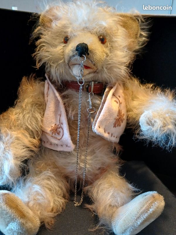 Peluche Oursonne Vintage 40cm - Ancien Modèle à Membres Articulés (N°S320)