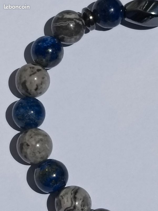 Bracelet mixe Lapis-Lazuli et Jaspe Picasso (image 4)