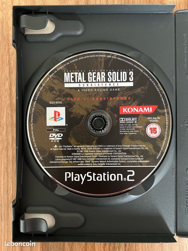 Metal Gear Solid 3 Subsistence big box bon état sony PS2