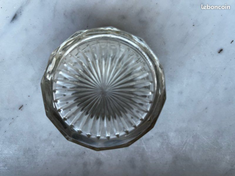 Ancienne boîte à poudre vintage verre et métal – style Art déco (image 3)