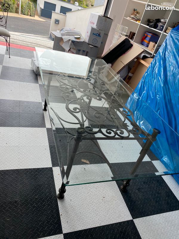 Ensemble table vitrée + chaises salle à manger (image 2)
