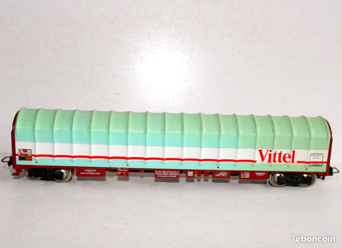 Jouef ho 6578 long wagon plat a dossier de fret baché vittel, sncf transport eau / ttbe (image 4)