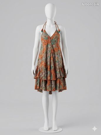 Robe Femme Karen Millen Sans Manches Orange - Taille 38, Style Années 70, Comme Neuve