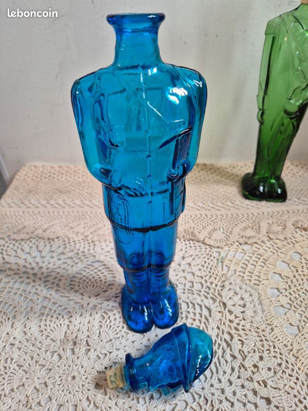 Bouteille carafe soldat en verre type Empoli vintage (image 7)