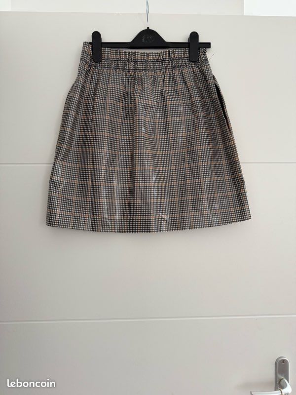 Jupe femme carreaux neuf marron noir beige élastique taille unique convient du S au L gris poches (image 4)