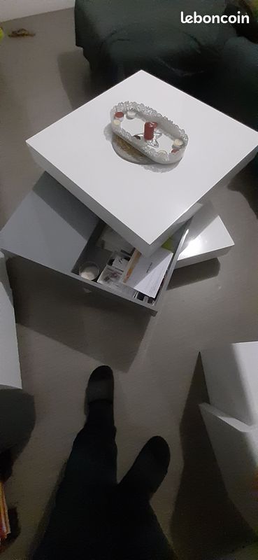 Table Basse Blanc Et Gris Laqué (image 3)
