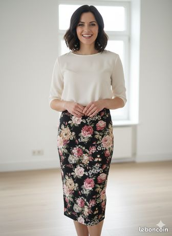 Jupe Femme Bao Hui Taille S - Longueur Genou, Couleur Gris, Occasion Très Bon État