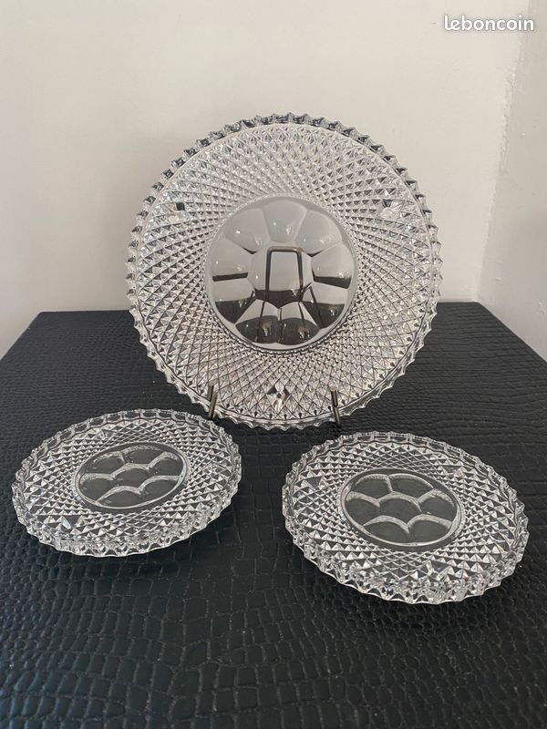 Dessous plat et bouteilles cristal vintage (image 1)