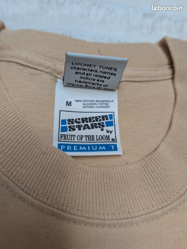 Looney Tunes, t-shirt Taz le démon de Tasmanie, taille M, beige sable, style vintage Y2K cartoon 1999 (image 3)